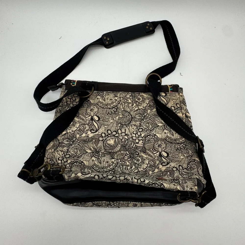 Sakroots Convertible Backpack Messenger Bag Floral Jute Canvas Boho 107009_CSJ